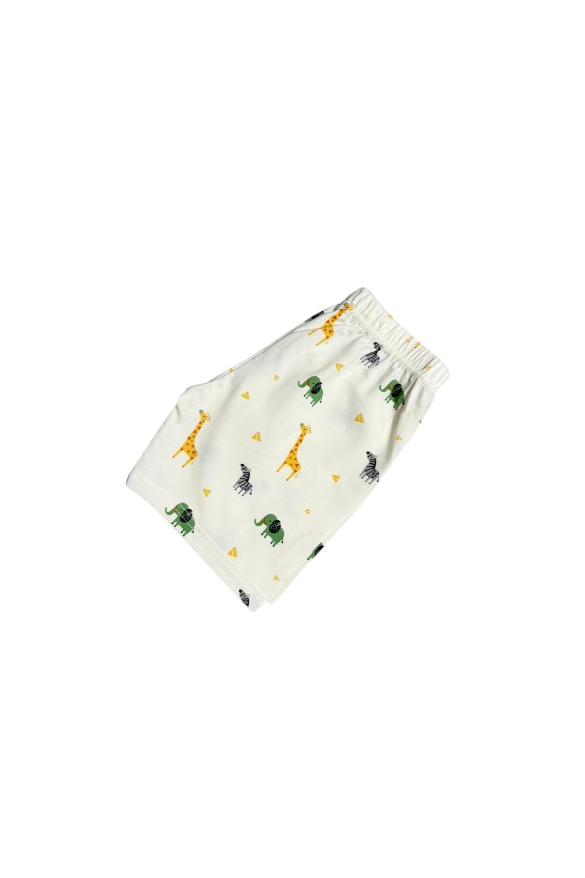 Fil Kids Erkek Çocuk %100 Pamuklu Ekru Zebra Zürafa Fil Desen Düğmeli Kısa Kollu Şortlu Yazlık Pijama TakımI fotoğrafı 6 (önizleme)