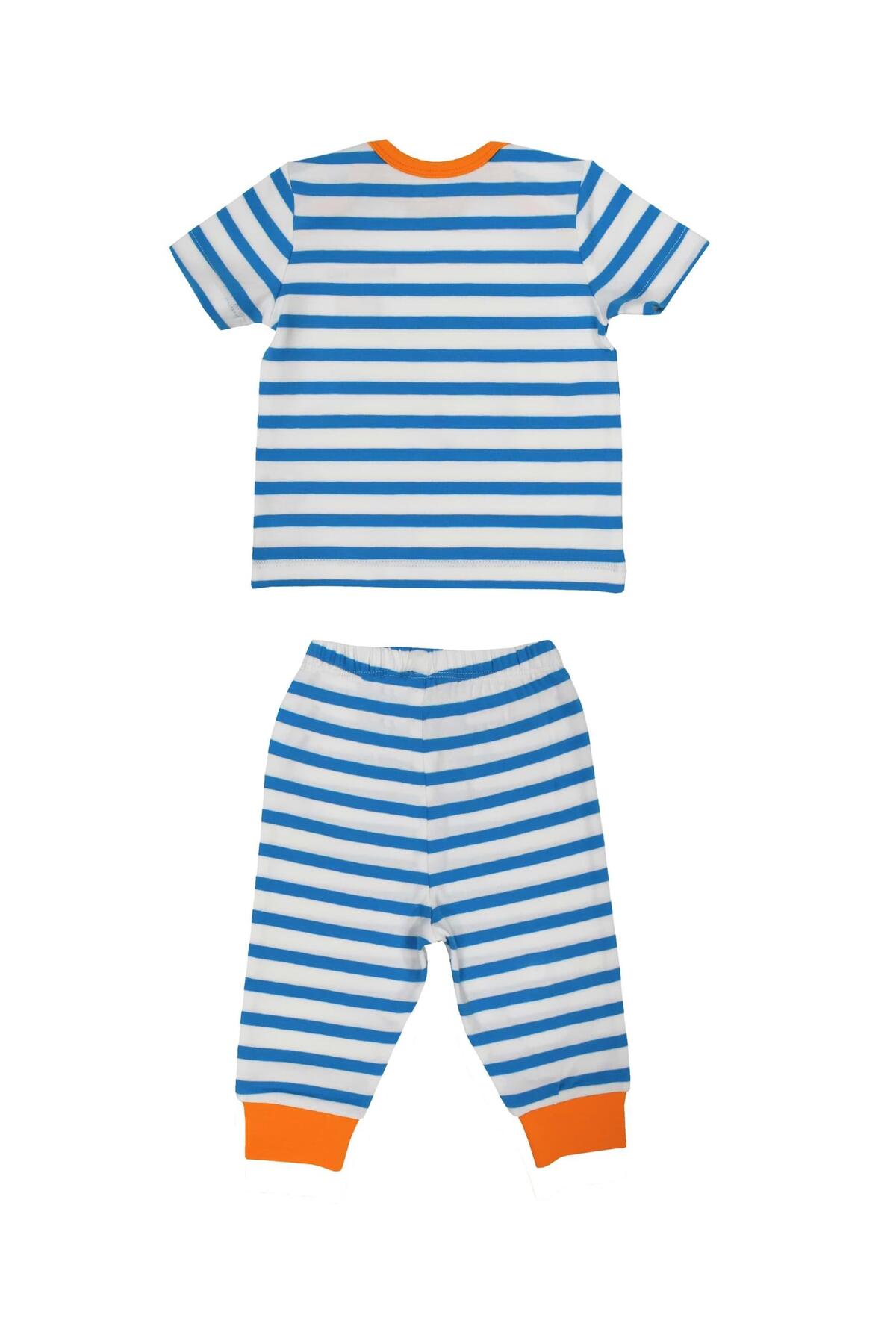 OrganicKid Summer Erkek Bebek Mavi Kısa Kol Pijama Takımı fotoğrafı 2 (önizleme)