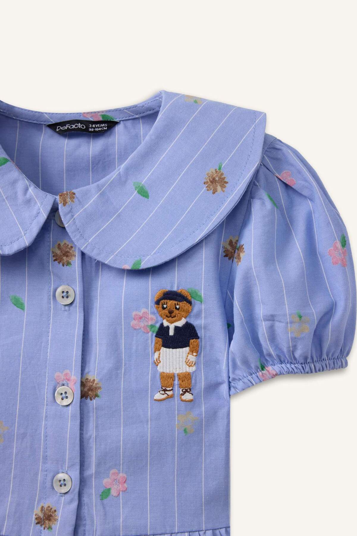 Defacto Bebe Yaka Baskılı Kısa Kollu Gömlek Kız Bebek H2988A526SM fotoğrafı 2 (önizleme)