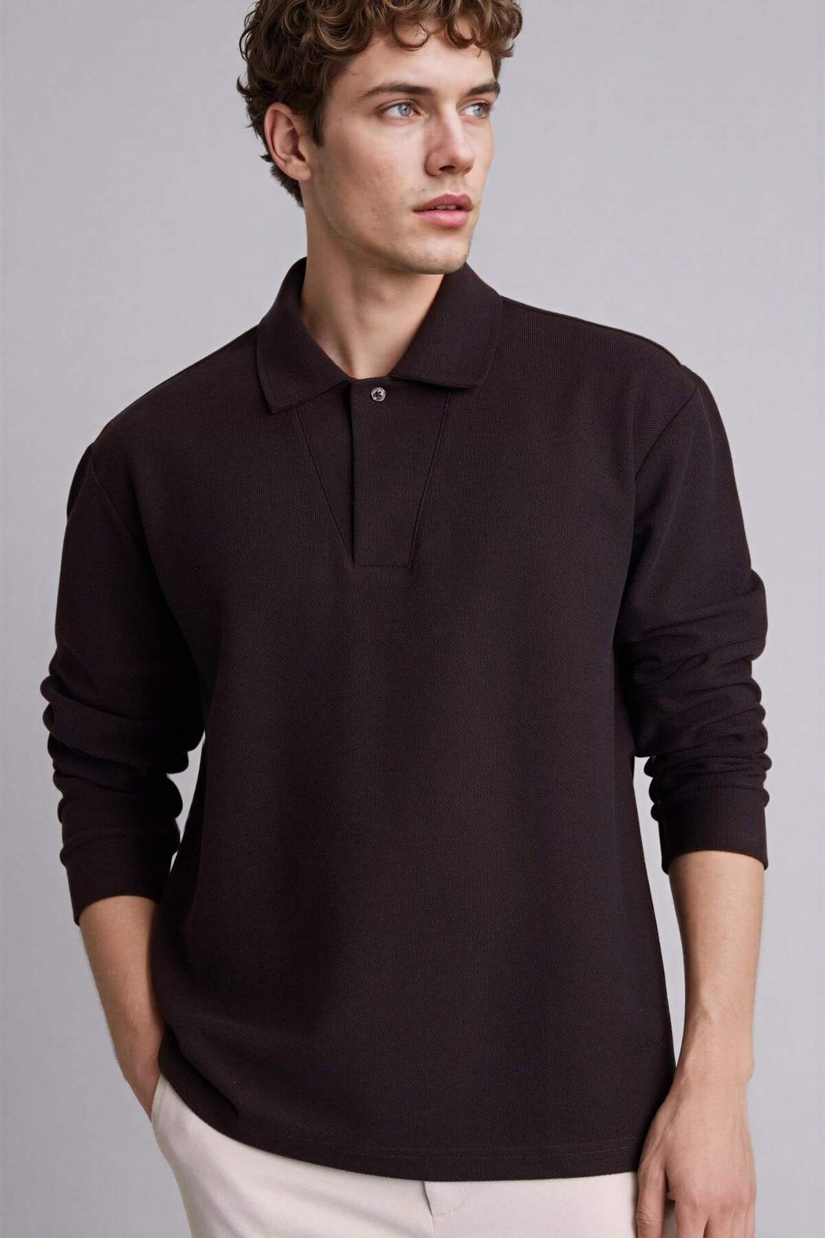 DeFacto Pamuklu Regular Fit Polo Yaka Pike Sweatshirt H3316AX26SP