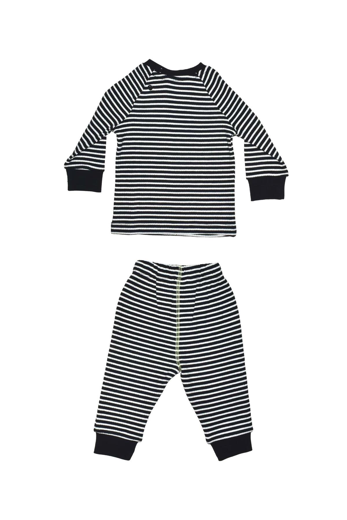 OrganicKid Halloween Bebek Siyah Çizgili Pijama Takımı fotoğrafı 2 (önizleme)