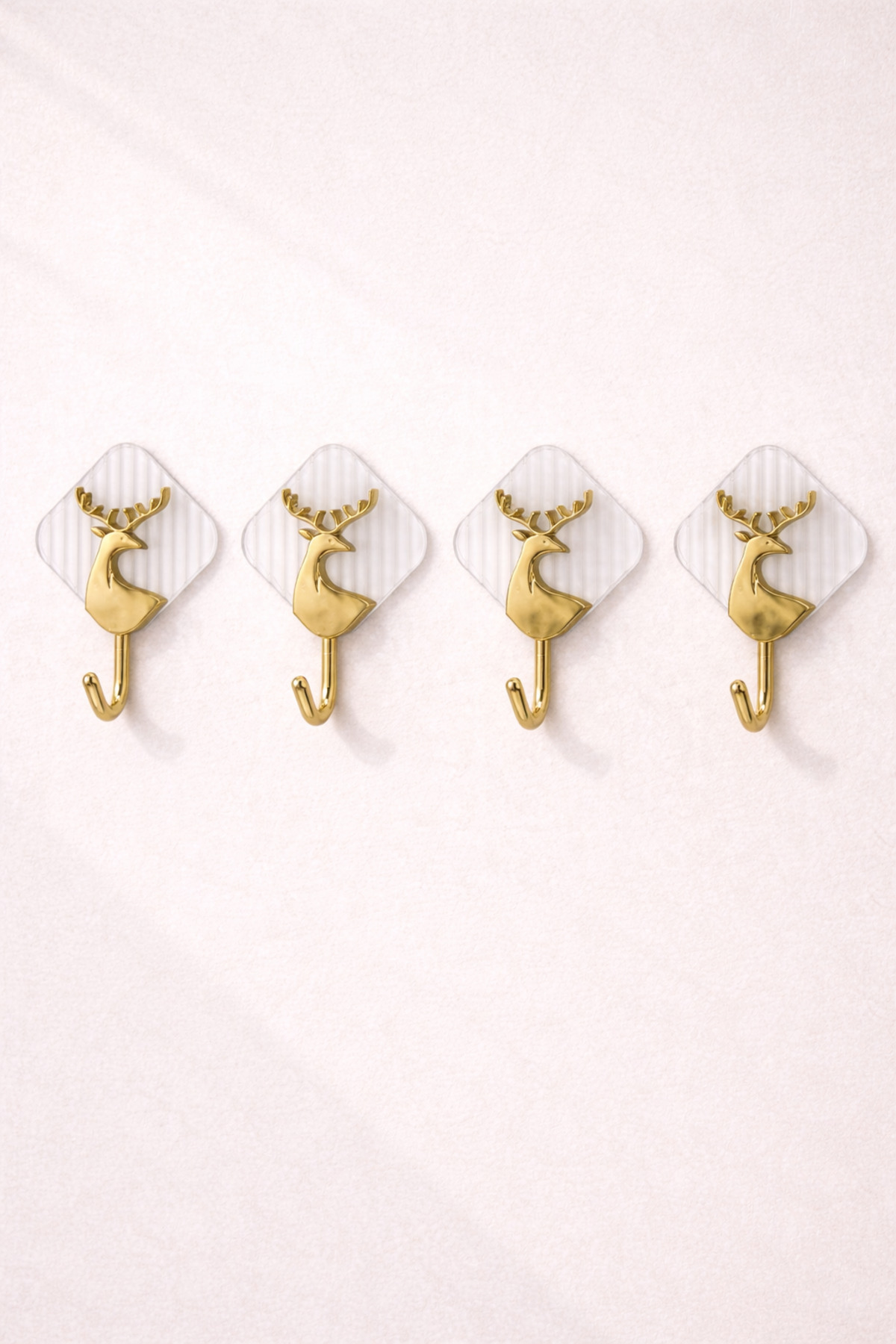 4-Piece Plastic Adhesive Wall Hanger with Deer Figure (3 Kg Carrying Capacity)