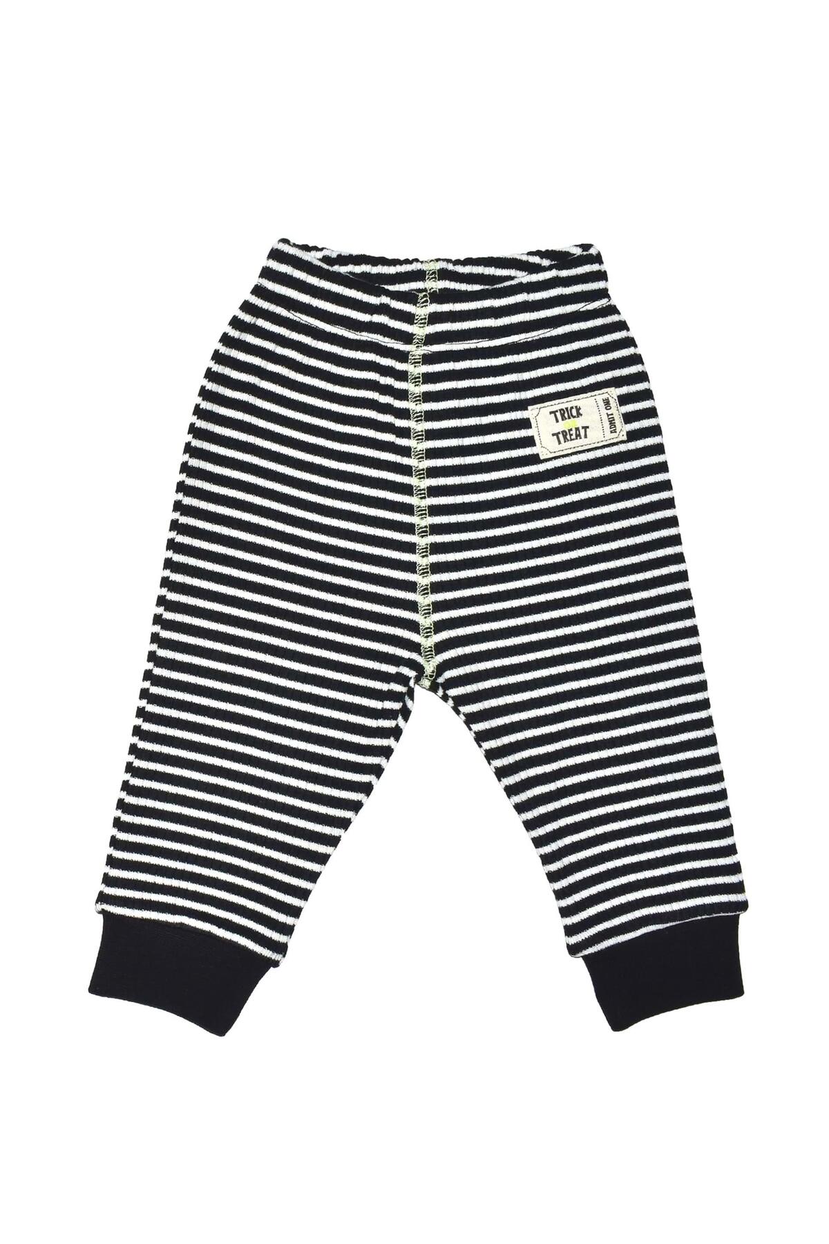 OrganicKid Halloween Bebek Siyah Çizgili Pijama Takımı fotoğrafı 4 (önizleme)