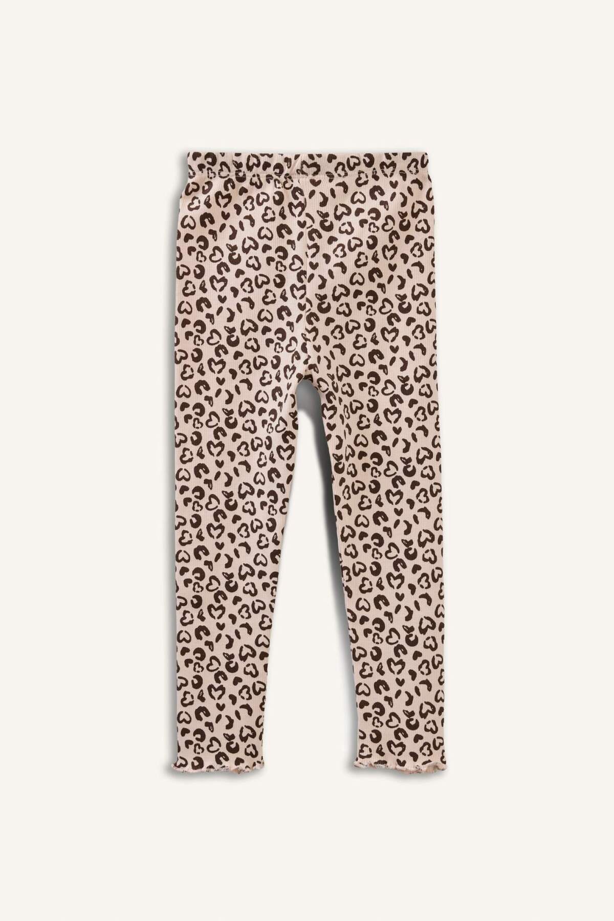 Defacto Leopar Desenli Fitilli Kaşkorse 2li Tayt Kız Bebek H3004A526SP fotoğrafı 6 (önizleme)