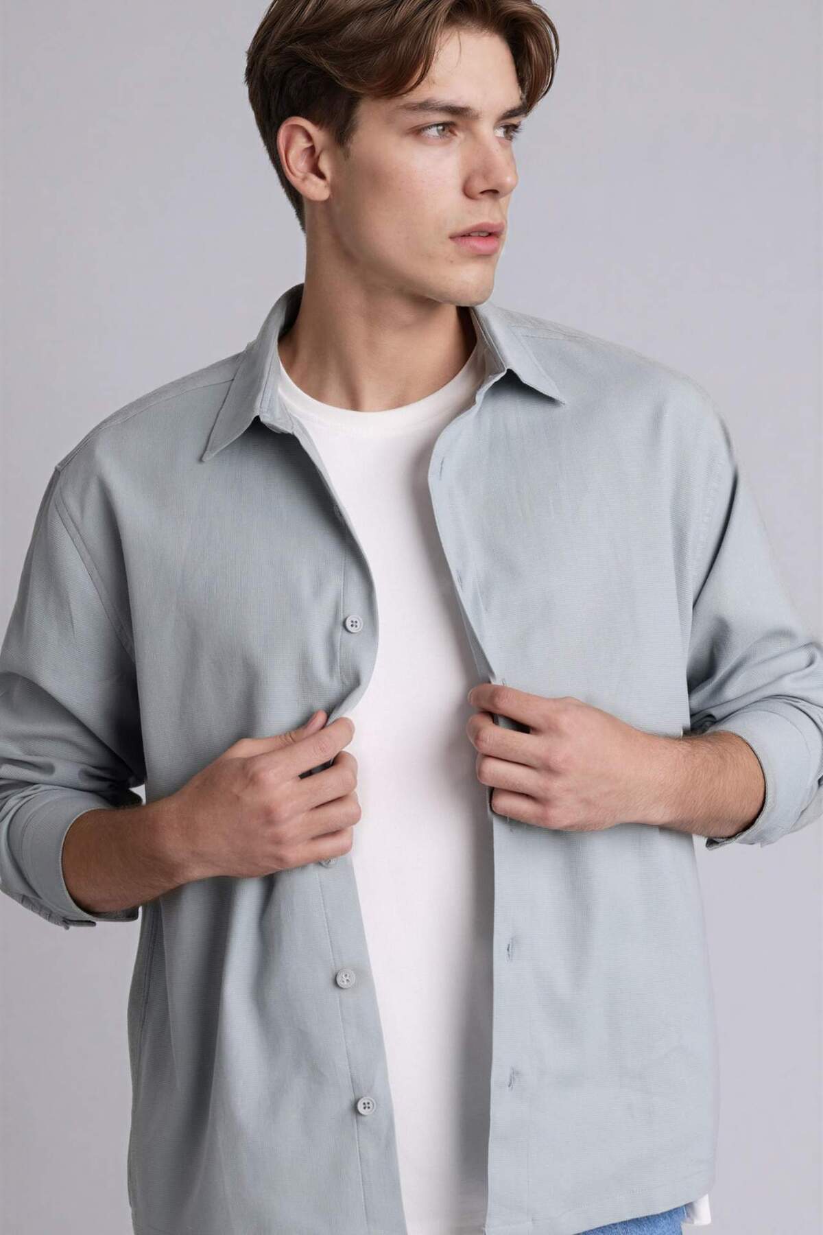 Defacto Boxy Fit Woven Long Sleeve Shirt H3802Ax26Sp