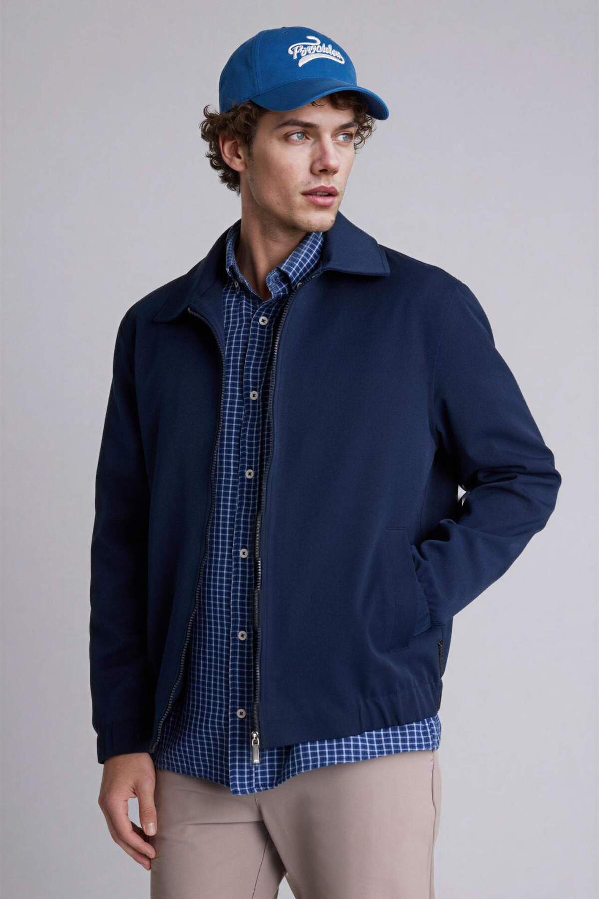 Regular Fit Polo Yaka Astarlı Fermuarlı Mont H4724AX26SP — سرمه‌ای — تصویر 3 از 5