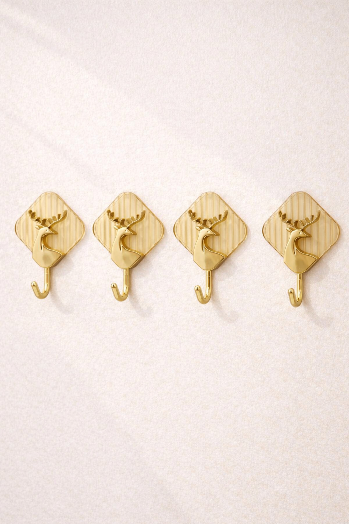 4-Piece Plastic Adhesive Wall Hanger with Deer Figure (3 Kg Carrying Capacity)