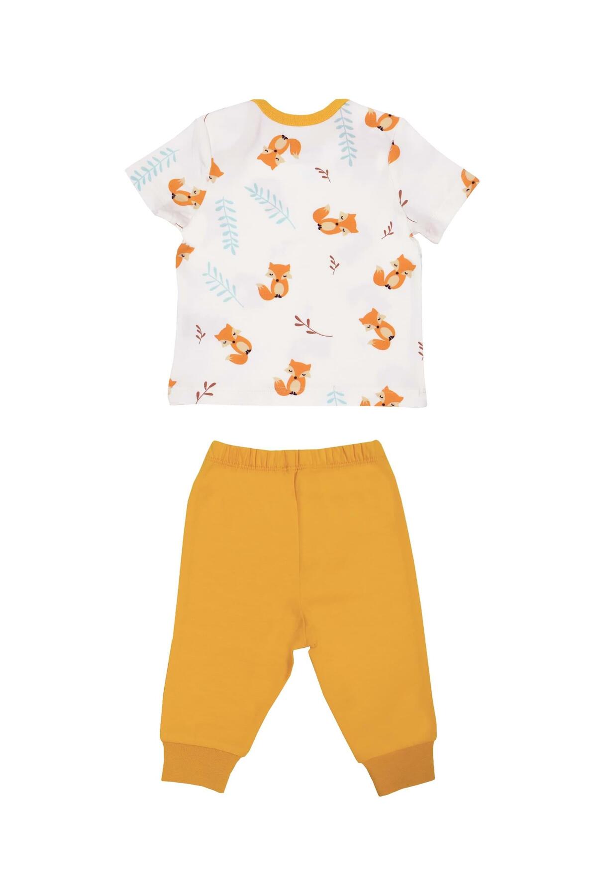OrganicKid Summer Bebek Turuncu Kısa Kol Pijama Takımı fotoğrafı 2 (önizleme)
