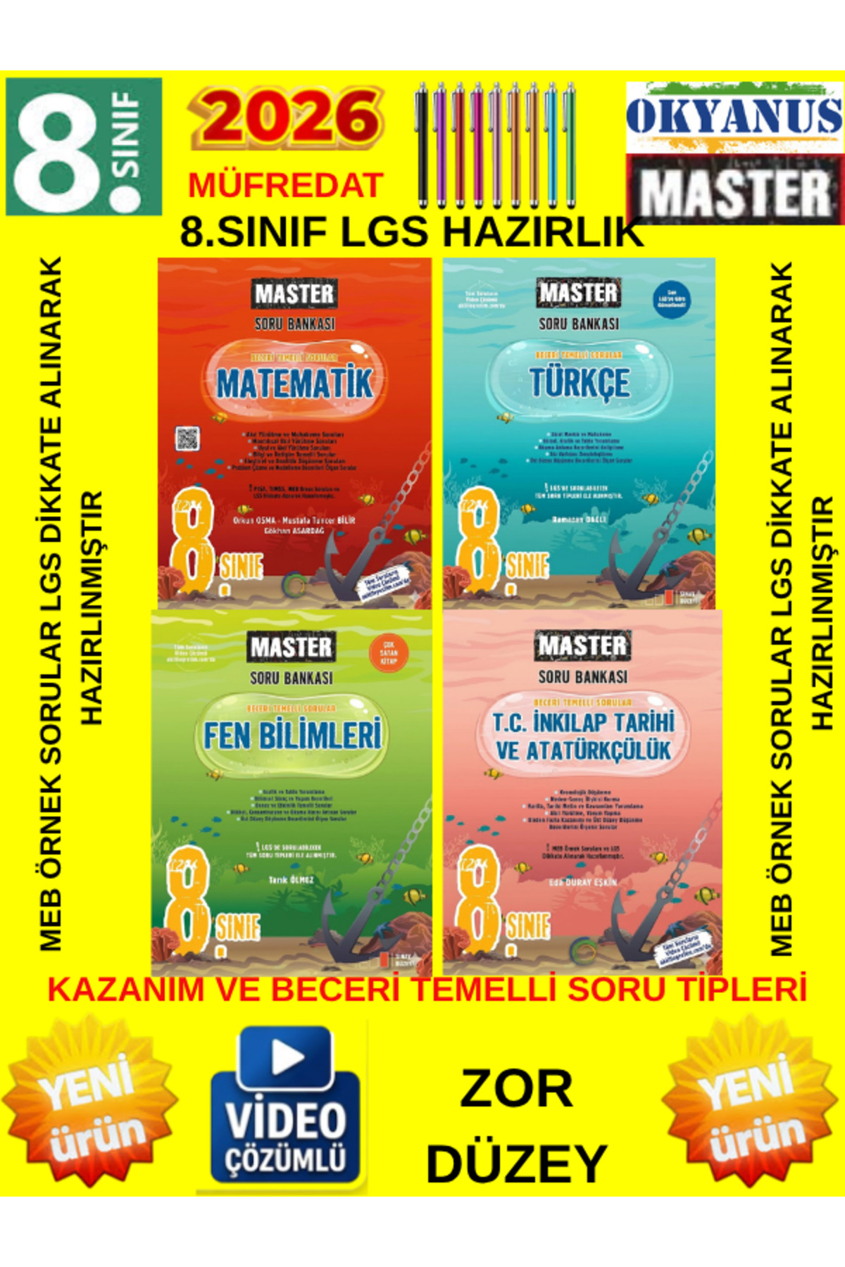 Okyanus Yayınları 2026 8.Sınıf Master (M-T-F-İ)3Kitap Beceri