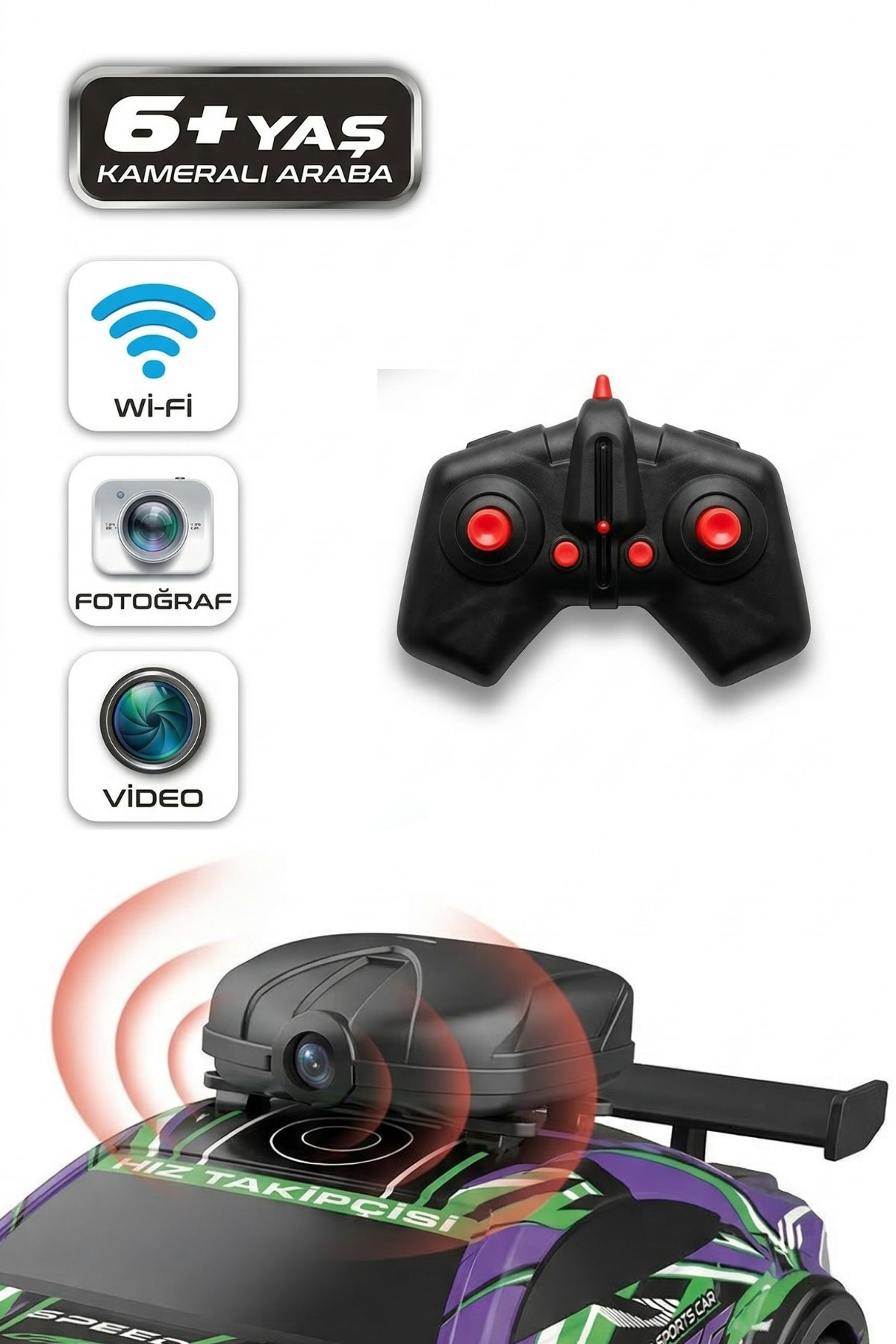 TUENGİ STORE Wi-Fi Kameralı Uzaktan Kumandalı Drift Araba - Kırılmaz Esnek Gövdeli Telefon Kontrollü Şarjlı Araba fotoğrafı 4 (önizleme)
