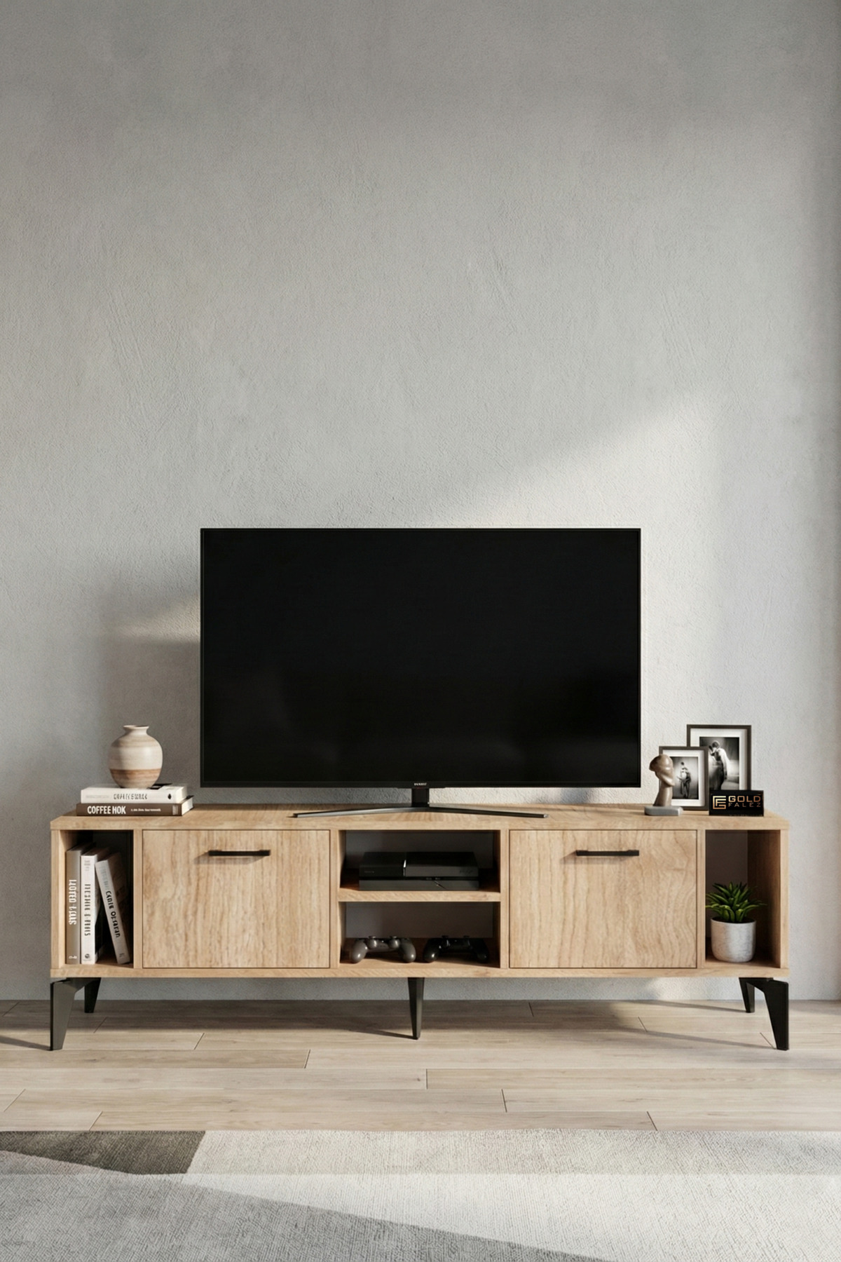 Goldfalez Linya TV Sehpası Suntalam Bej 160x35 cm