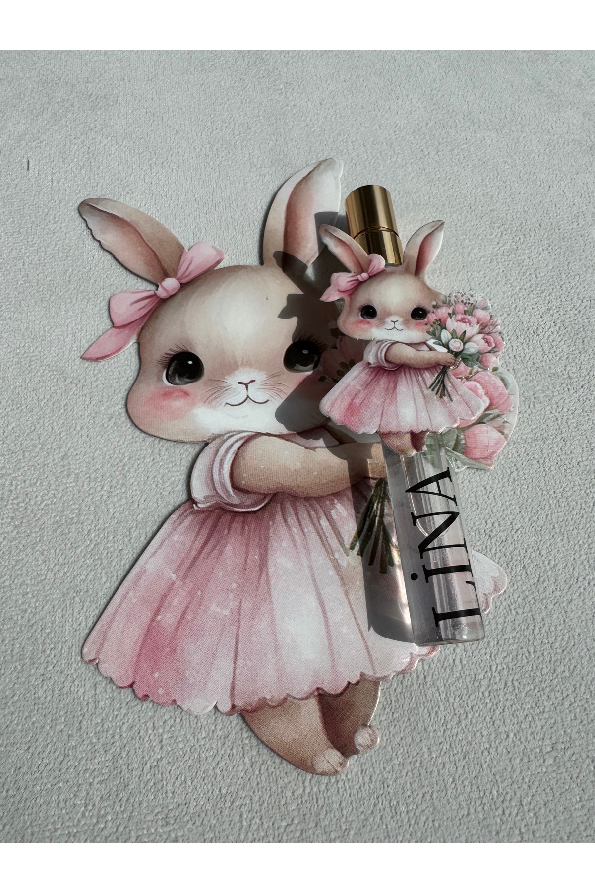Neşeli Atölyem Pembe Tavşan Figürlü Parfüm Hastane Odası Bebek Doğum Mevlid Hediyeliği –10 Adet fotoğrafı 3 (önizleme)