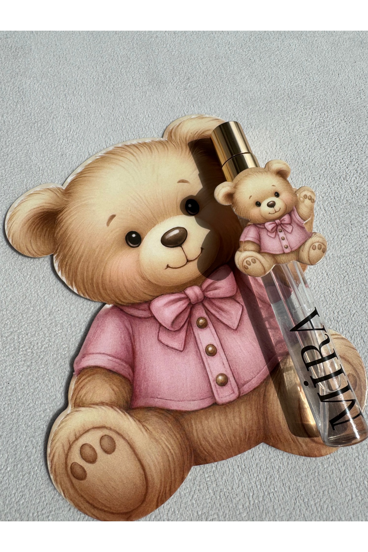 Neşeli Atölyem Pembe Ayıcık Figürlü Parfüm Hastane Odası Bebek Doğum Mevlid Hediyeliği –10 Adet fotoğrafı 2 (önizleme)