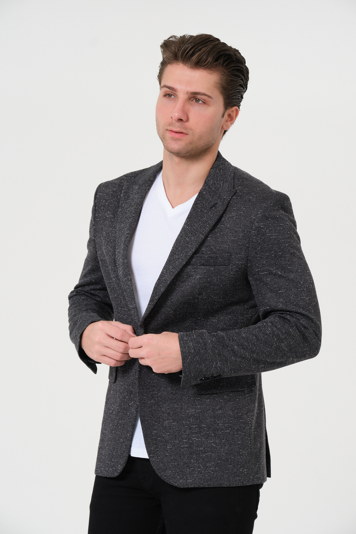 Bonesti  Erkek Slim Fit Blazer Ceket Antrasit Kırçıllı - Görsel 2