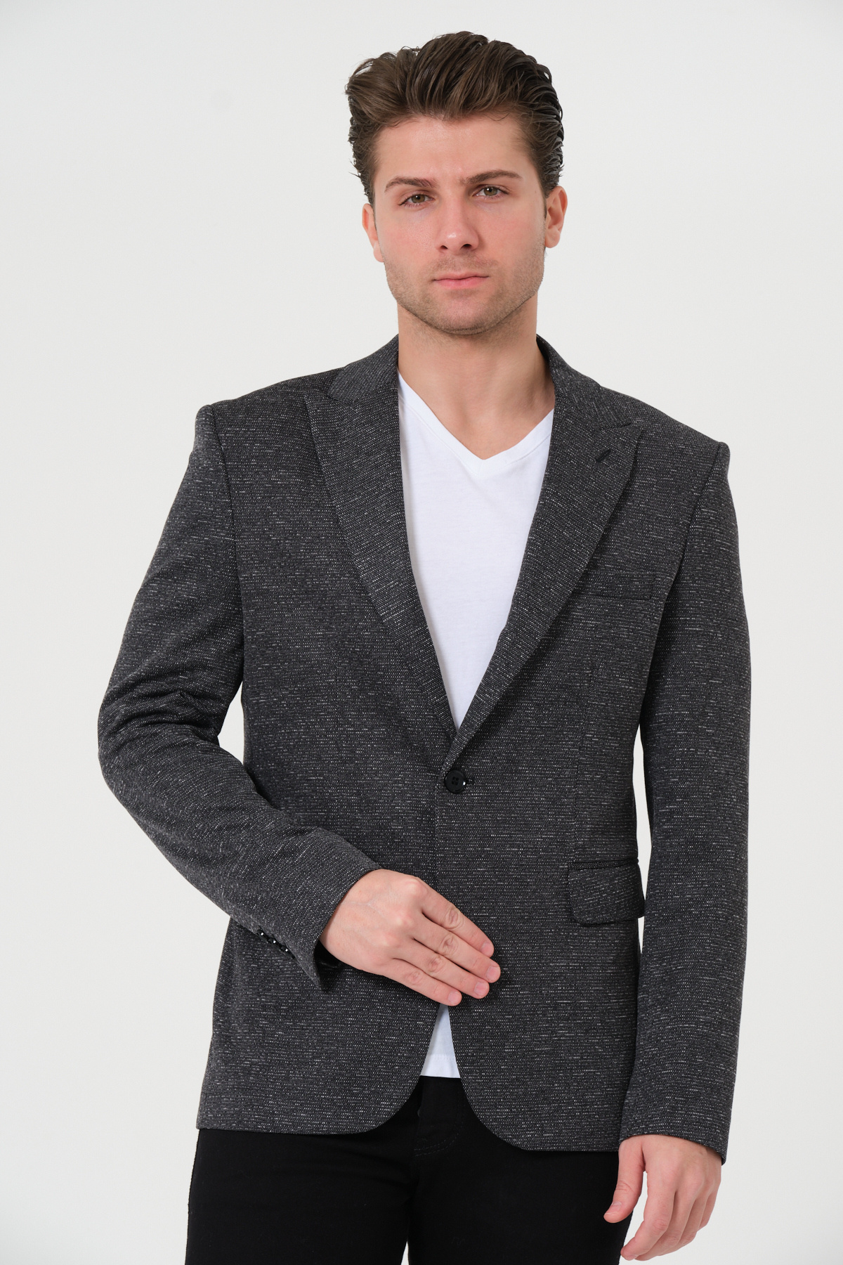 Bonesti  Erkek Slim Fit Blazer Ceket Antrasit Kırçıllı - Görsel 6