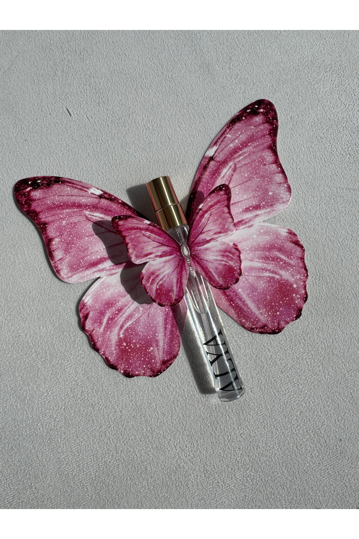 Neşeli Atölyem Pembe Kelebek Figürlü Parfüm Hastane Odası Bebek Doğum Mevlid Hediyeliği –10 Adet fotoğrafı 2 (önizleme)