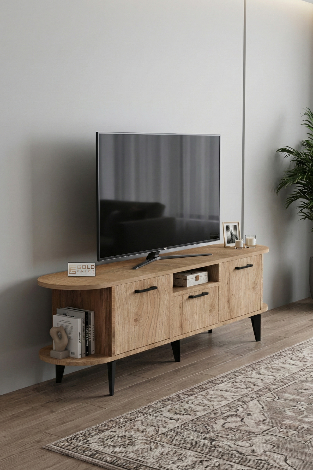 Goldfalez Mira TV Sehpası Suntalam Bej 160x35 cm görsel 3