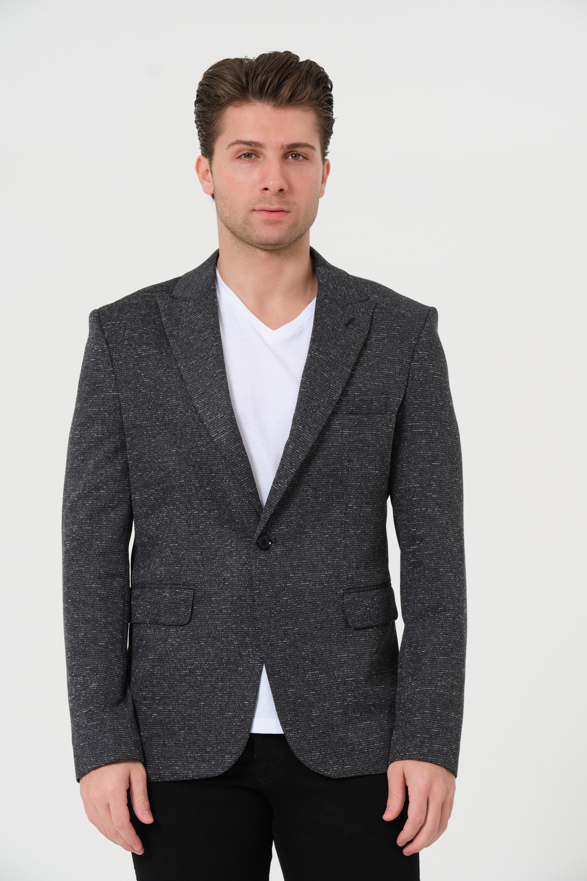 Bonesti  Erkek Slim Fit Blazer Ceket Antrasit Kırçıllı - Görsel 3