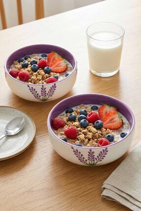 EvaniLife Lavira Modeli El Yapımı Orta Boy Seramik Salata Kasesi - Diyet Bowl