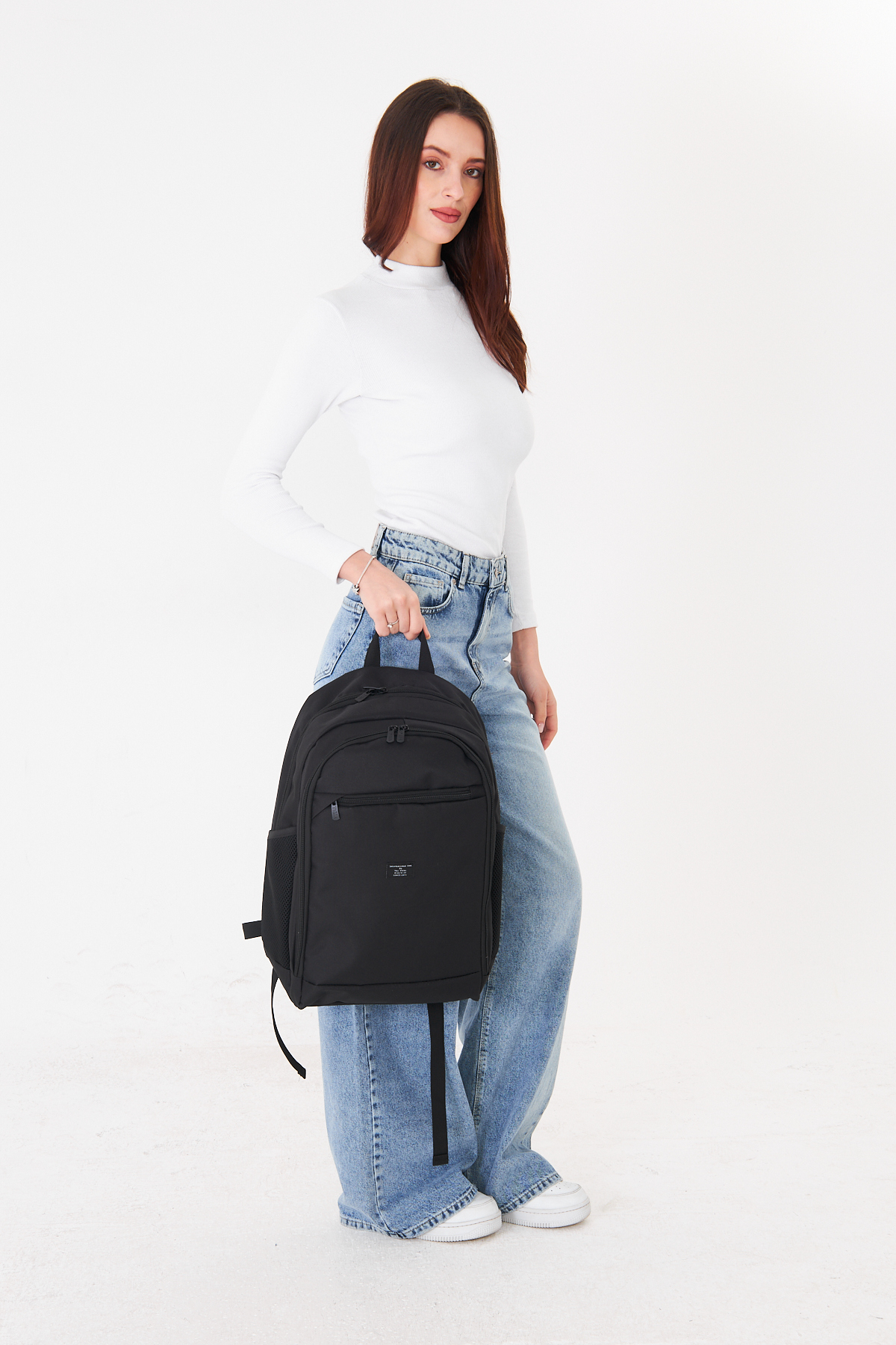 Superbag Su Geçirmez Siyah Sırt Çantası 3 Bölmeli | Günlük Okul Seyahat Laptop Çantası Unisex görsel 8