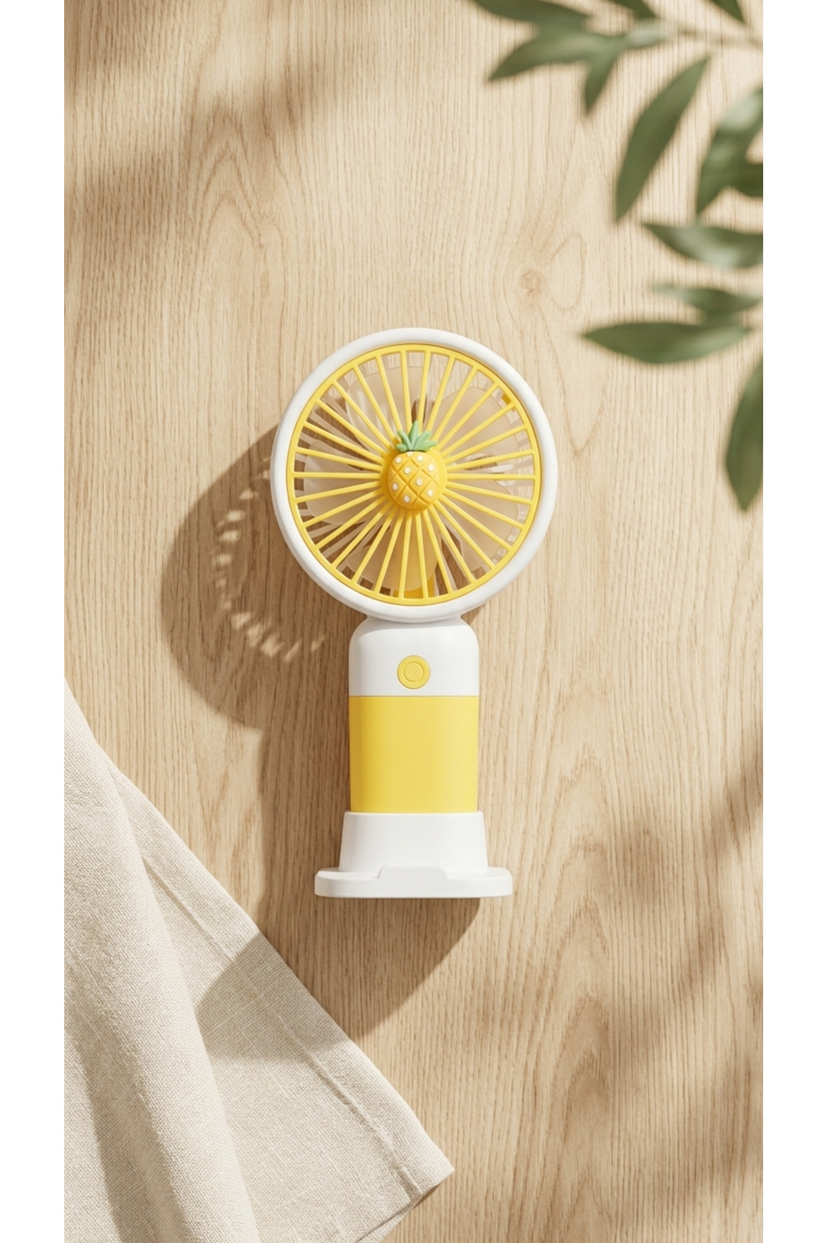 Mini Hand Fan Pineapple Shape Yellow Compact Design Powerful Portable Fan with USB Charge -PL103