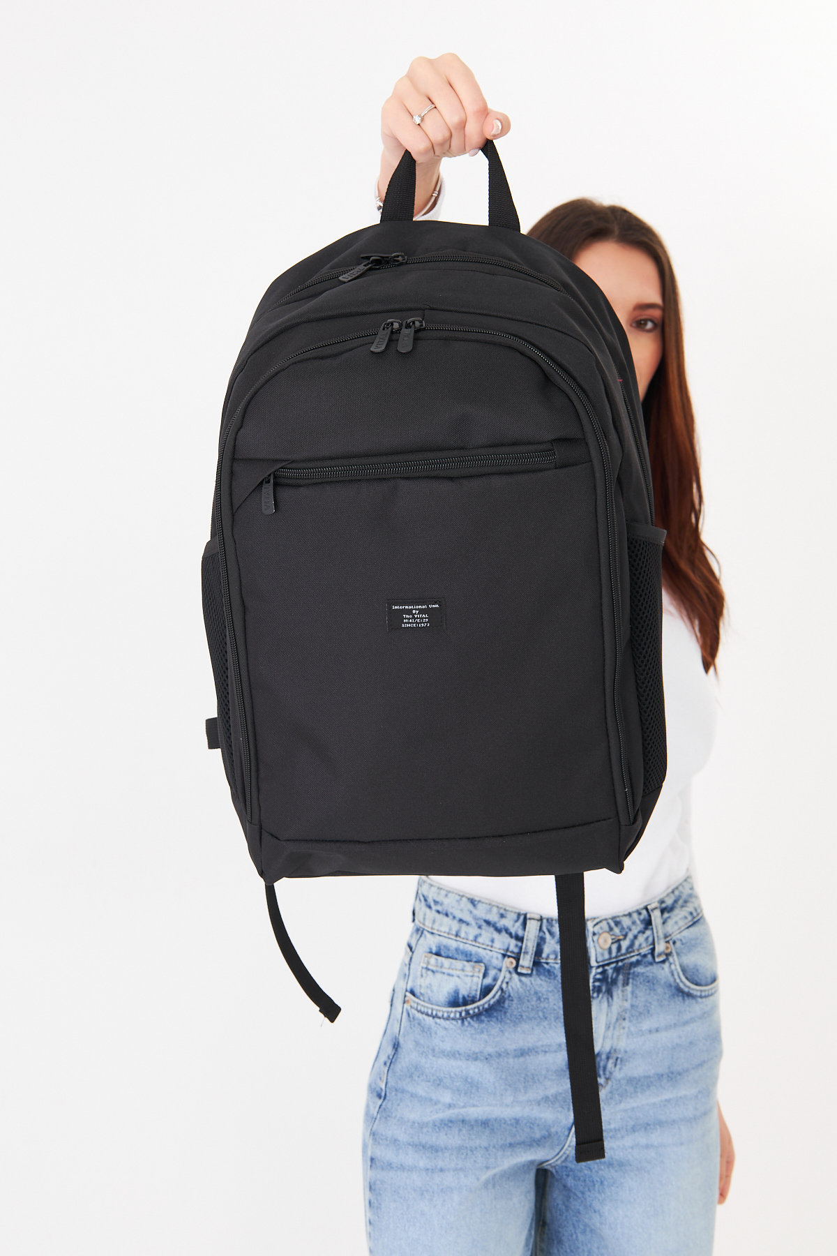 Superbag Su Geçirmez Siyah Sırt Çantası 3 Bölmeli | Günlük Okul Seyahat Laptop Çantası Unisex