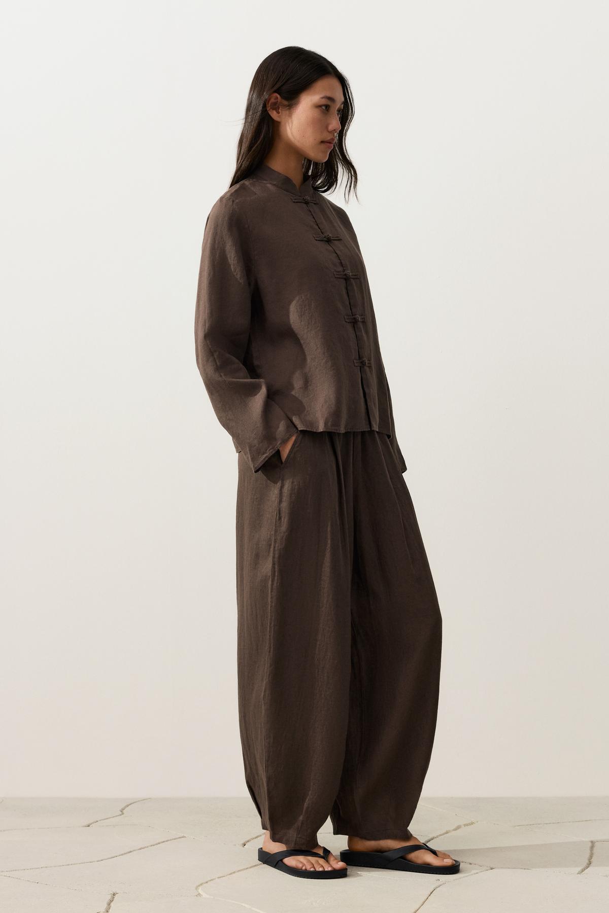 Oysho  %100 keten Balloon pantolon - Görsel 5