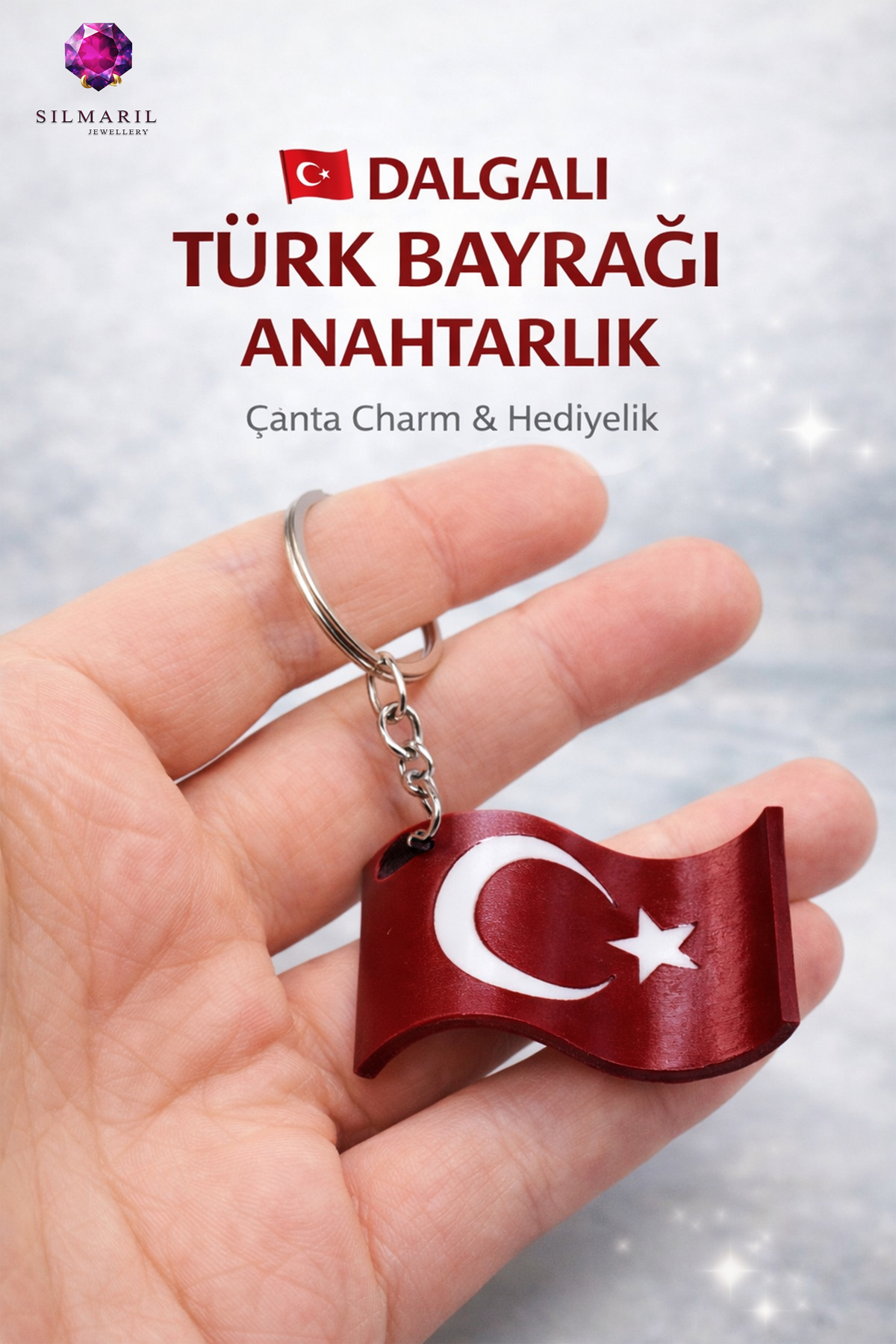 🇹🇷 Türk Bayrağı Ayyıldız Anahtarlık Dalgalı Tasarım Hediyelik Çanta Süsü Bag Charm Türkiye Temalı — Silmaril Store — Anahtarlık (5)