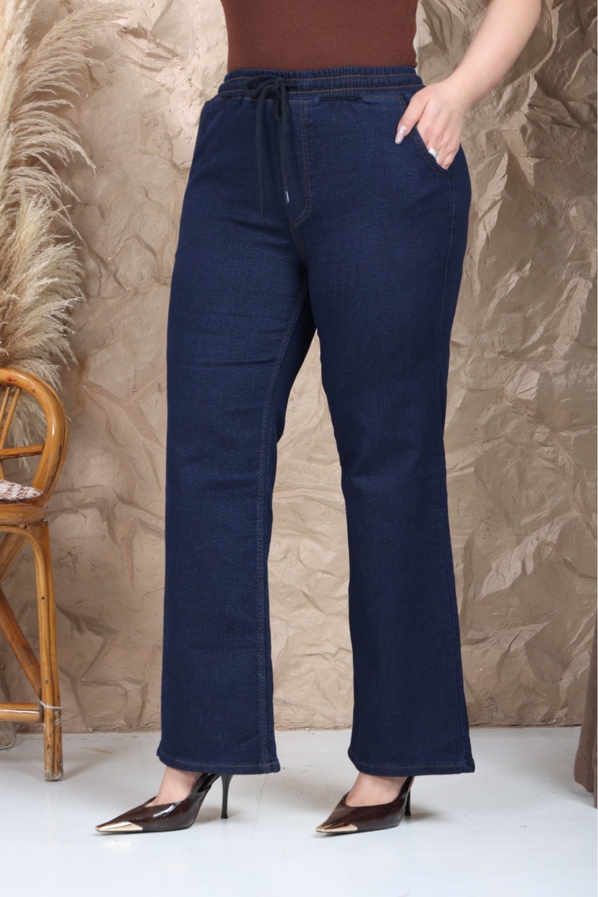 Elastic Wide Leg Full Lycra High Waist Soft Jeans