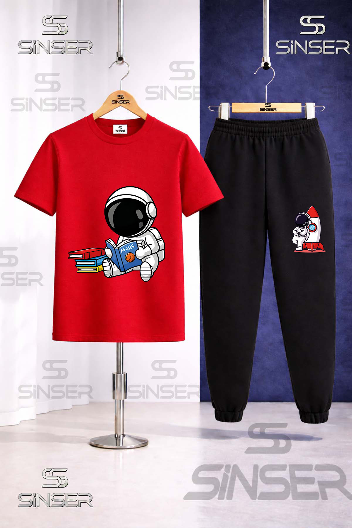 SS SİNSER Çocuk ASTRONOT KITAP OKUYAN 3 Lü Tişort Eşofman Takımı fotoğrafı 4 (önizleme)