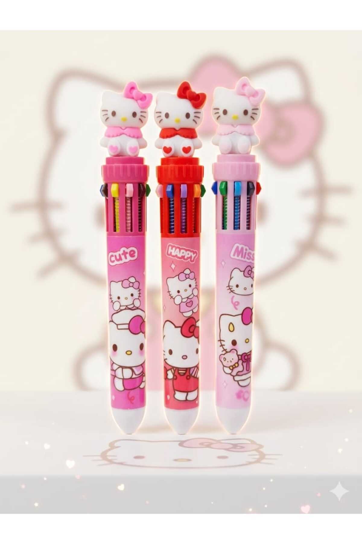 izmir yazici servis Hello Kitty 10 Renk Yazabilen Tükenmez Kalem 1