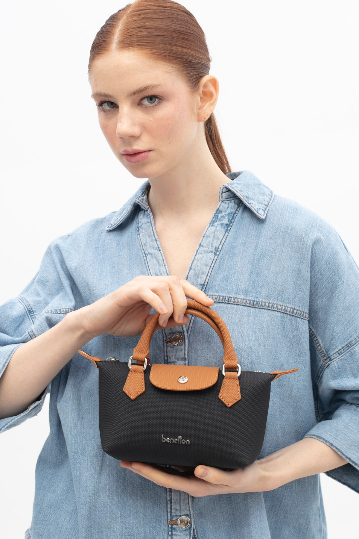 BENETTON WOMEN 'S CROSSBODY BAG BLACK-CAMEL BNT1832