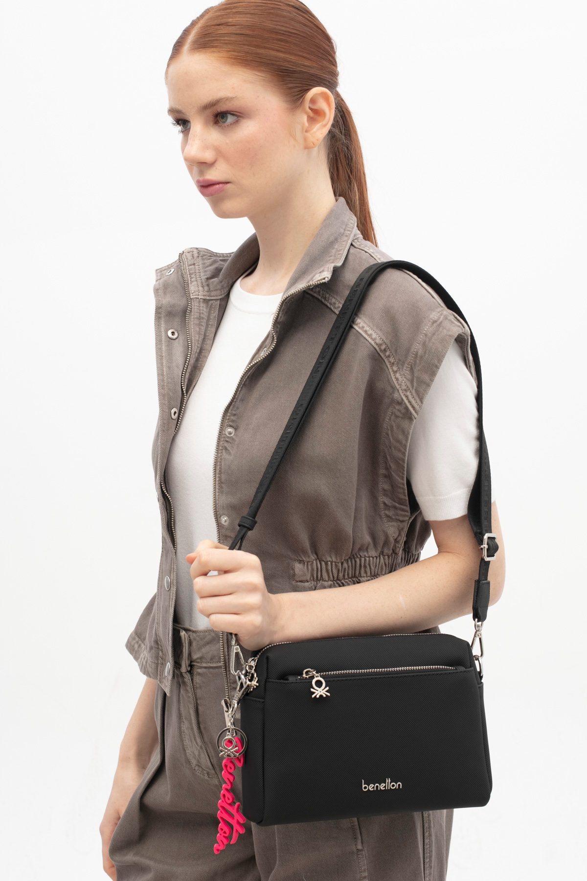 BENETTON WOMEN 'S CROSSBODY BAG BLACK BNT1845