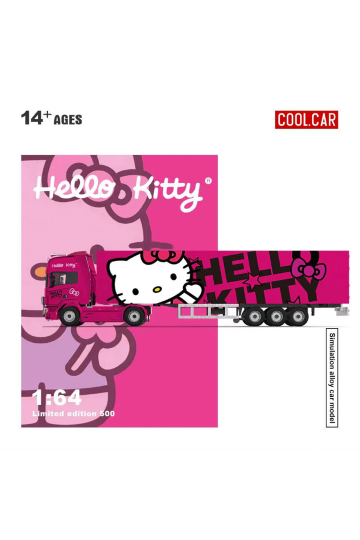 mini gt Cool Car 1:64 Scania Container Truck Dark pink Hello Kitty