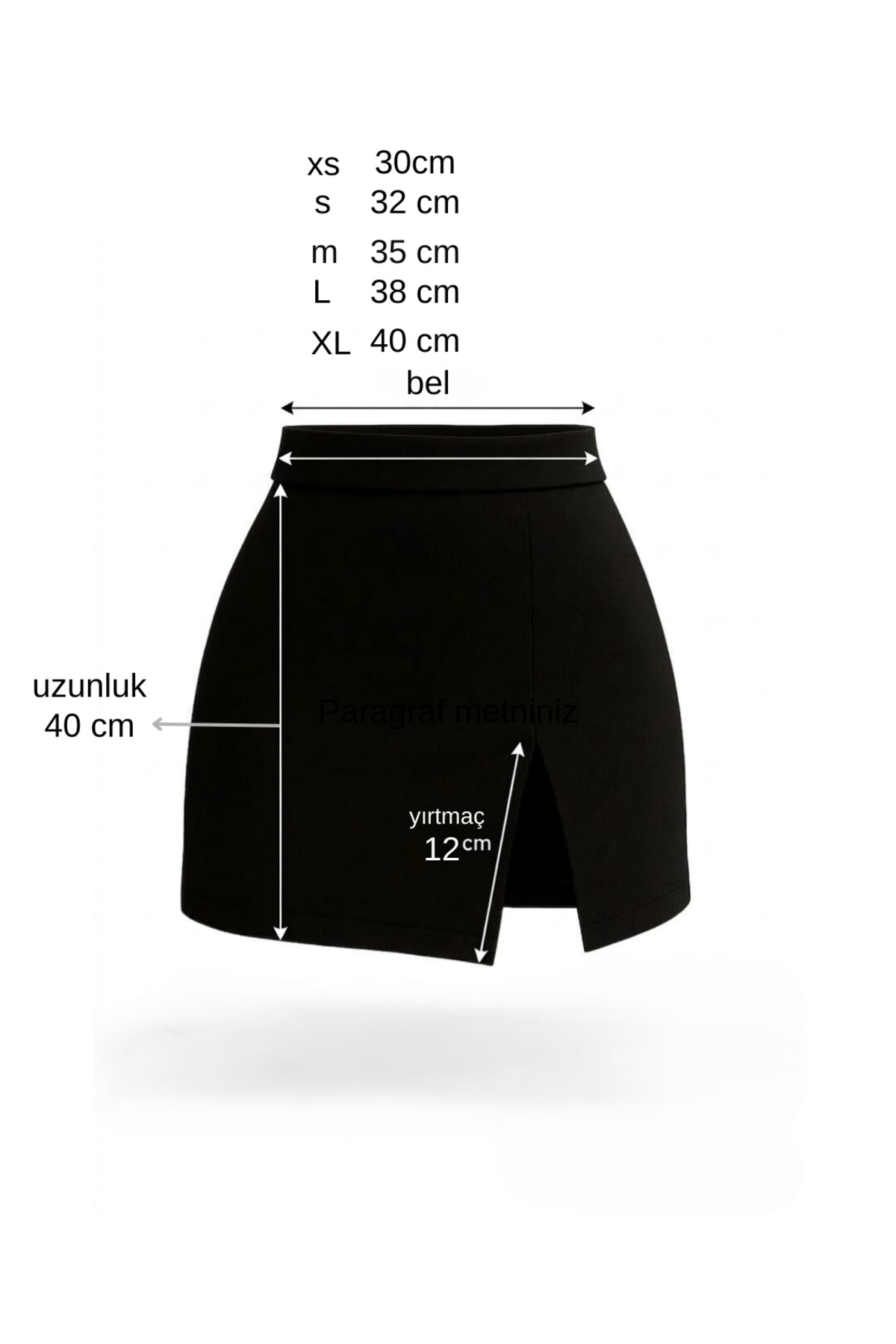 SLAW REZZ  Beyaz önü yırtmaçlı kadın şort etek - Görsel 4