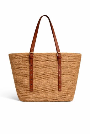 byFOX Fashion Kemer Detaylı Hasır Tote Çanta F-003