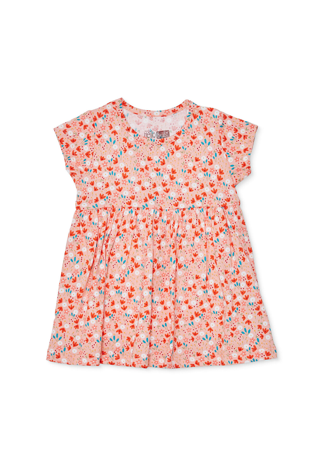 ebebek Hello Baby HelloBaby Kız Bebek Elbise Body Çiçek Baskılı Çıtçıtlı Bisiklet Yaka Short Sleeve
