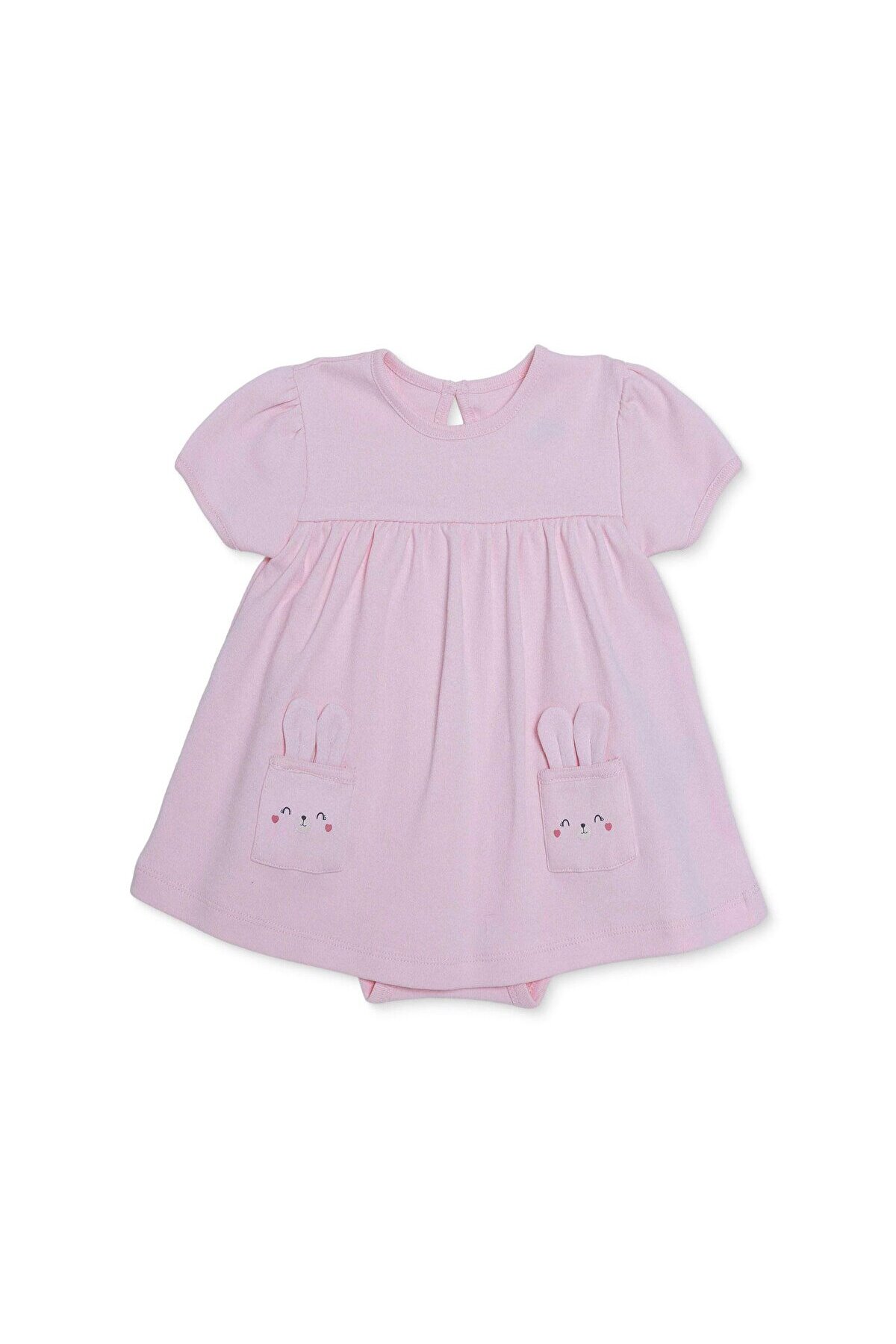 ebebek Hello Baby HelloBaby Kız Bebek Elbise Body Hayvan Baskılı Çıtçıtlı Bisiklet Yaka Kısa Kol