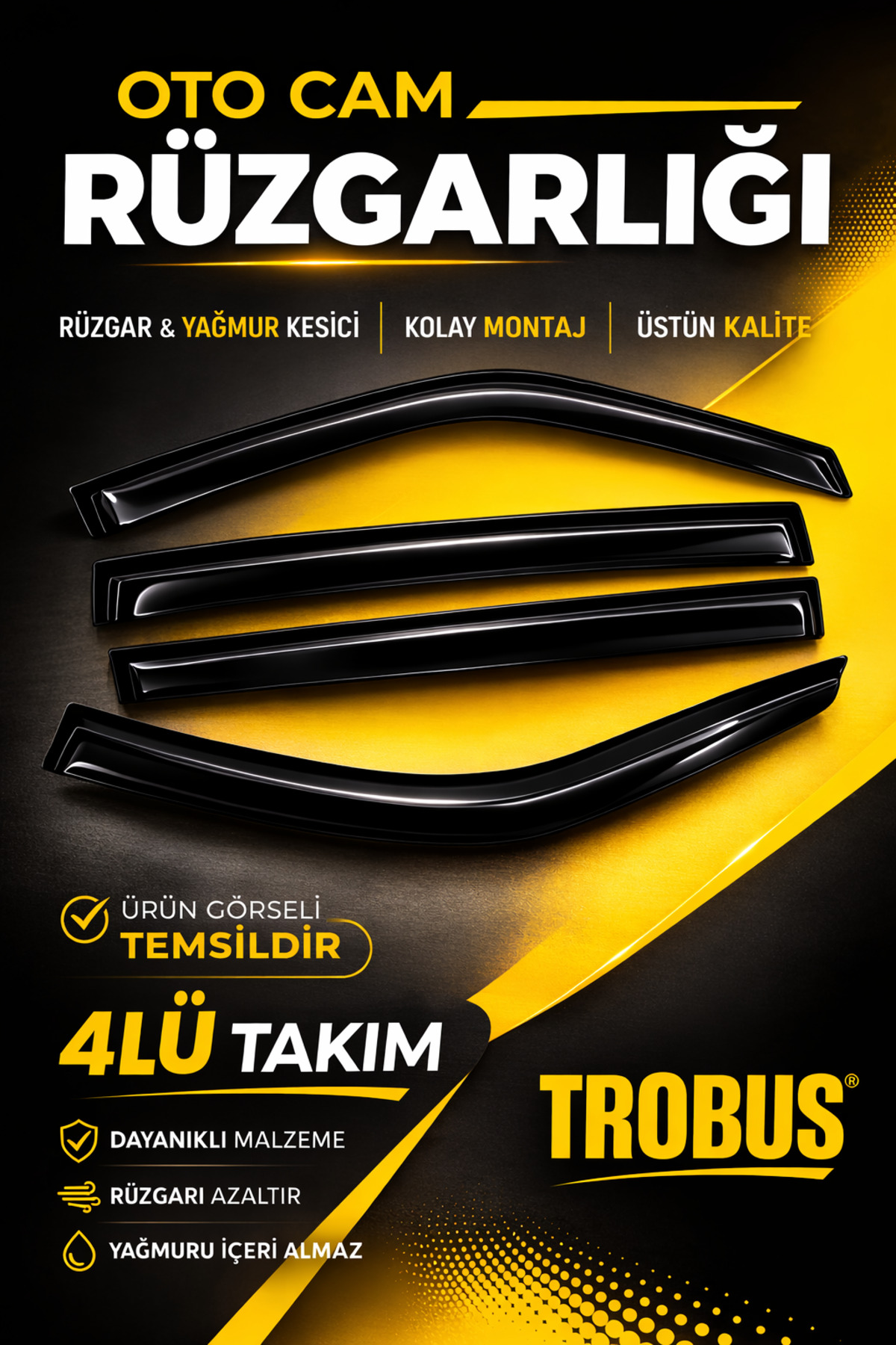 Trobus Ford Tourneo Courier 2025 Mügen Cam Rüzgarlığı 2'li Takım