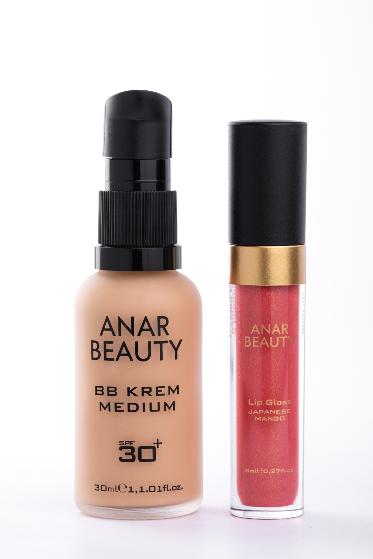 Anar Beauty BB Krem-30ml (Medium) + Dudak Parlatıcısı - Parlatıcı Lip Oil Gloss (Japanese Mango) 2'li SET — ANR0000002ANR0000009
