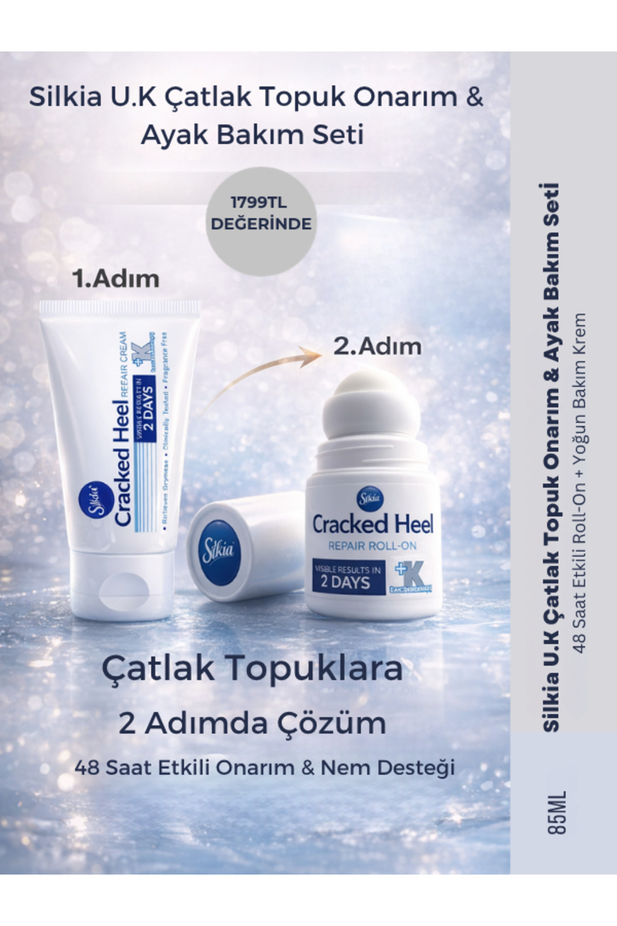 U.K Çatlak Topuk Onarım & Ayak Bakım Seti – 48 Saat Etkili Roll-On + Yoğun Bakım Krem — 5017371148110