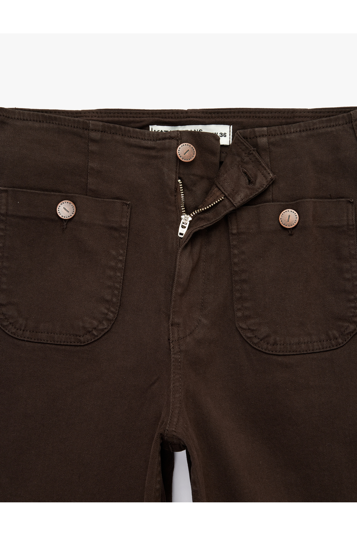 Koton  Yüksek Bel Pamuklu Cep Detaylı Geniş Kısa Paça Pantolon - Culotte Jeans - Görsel 7