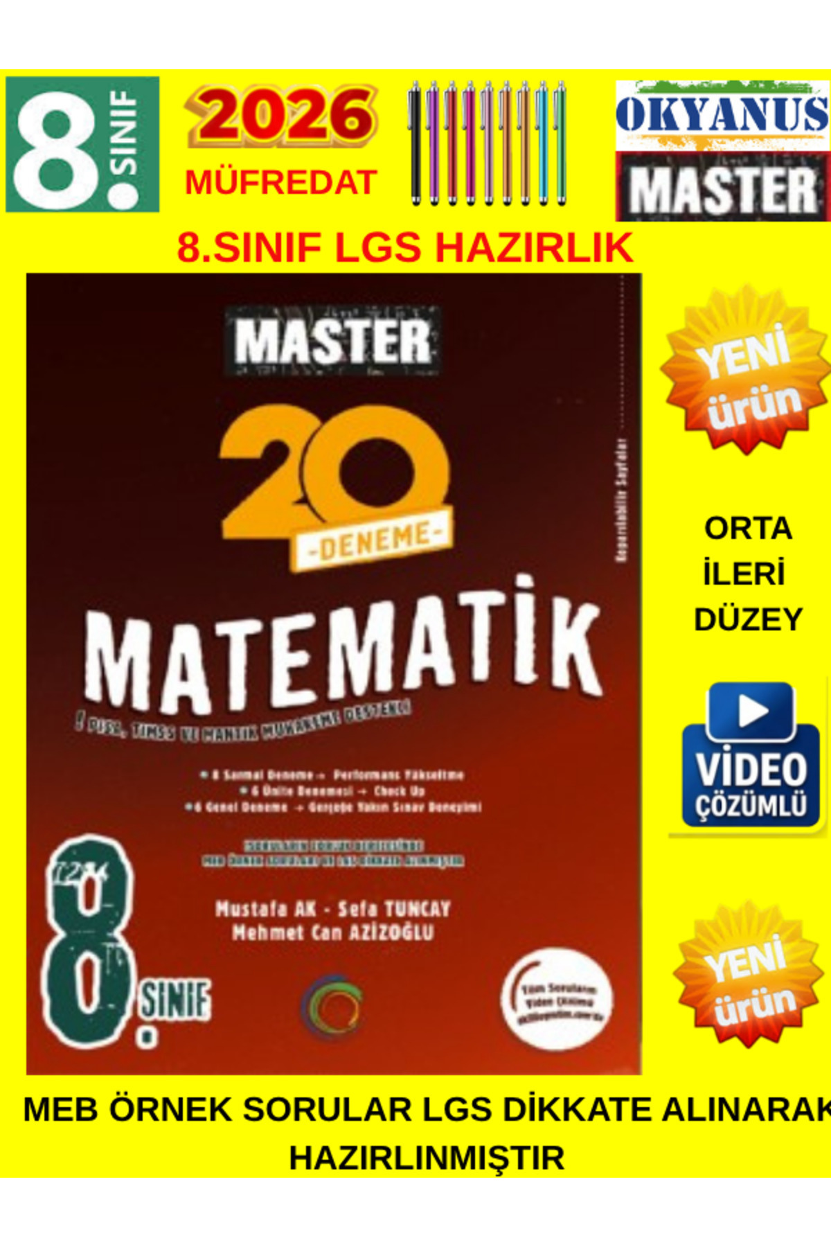 Okyanus Yayınları 2026 8.Sınıf MASTER Matematik 20 Deneme LGS