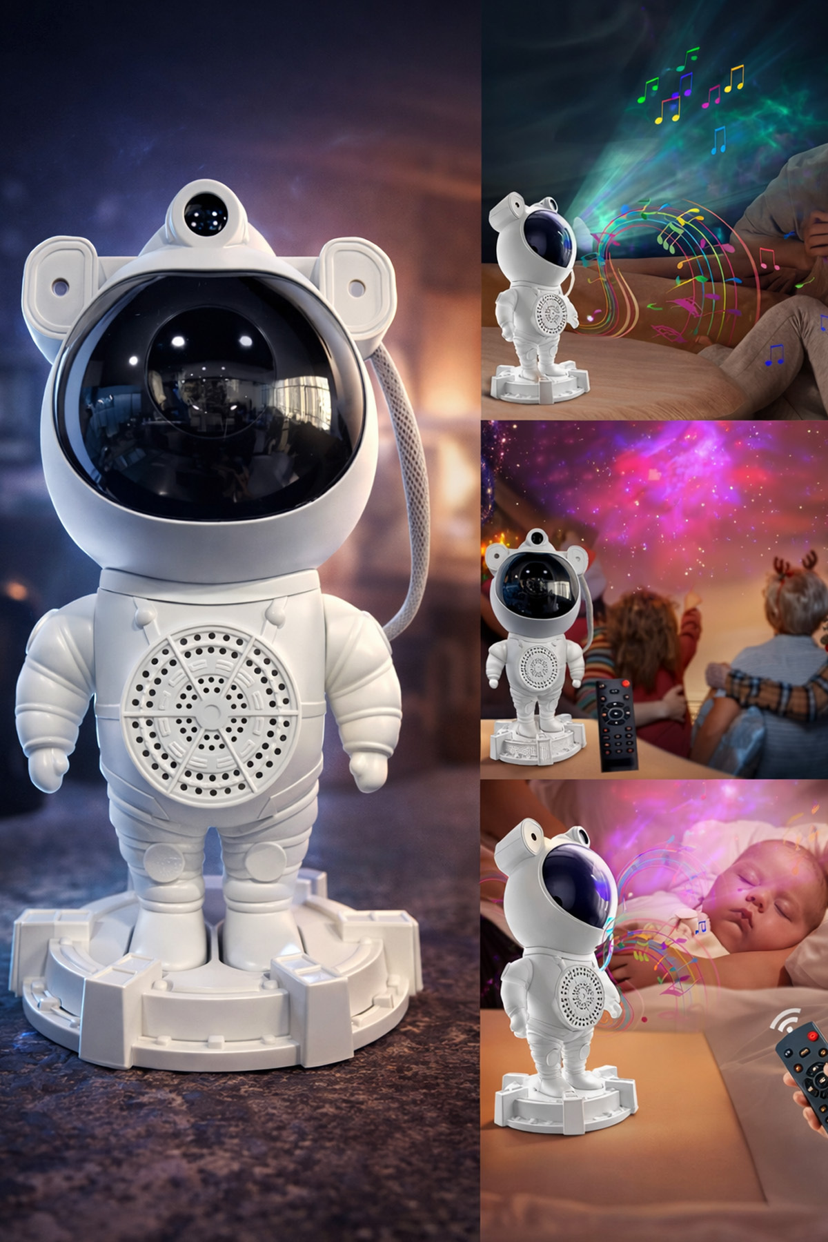 EXENAR Astronot Star Galaxy Projektör Gece Lambası Bluetooth Hoparlör Uzay Galaksi Yıldız Animasyon Kumanda fotoğrafı 6 (önizleme)