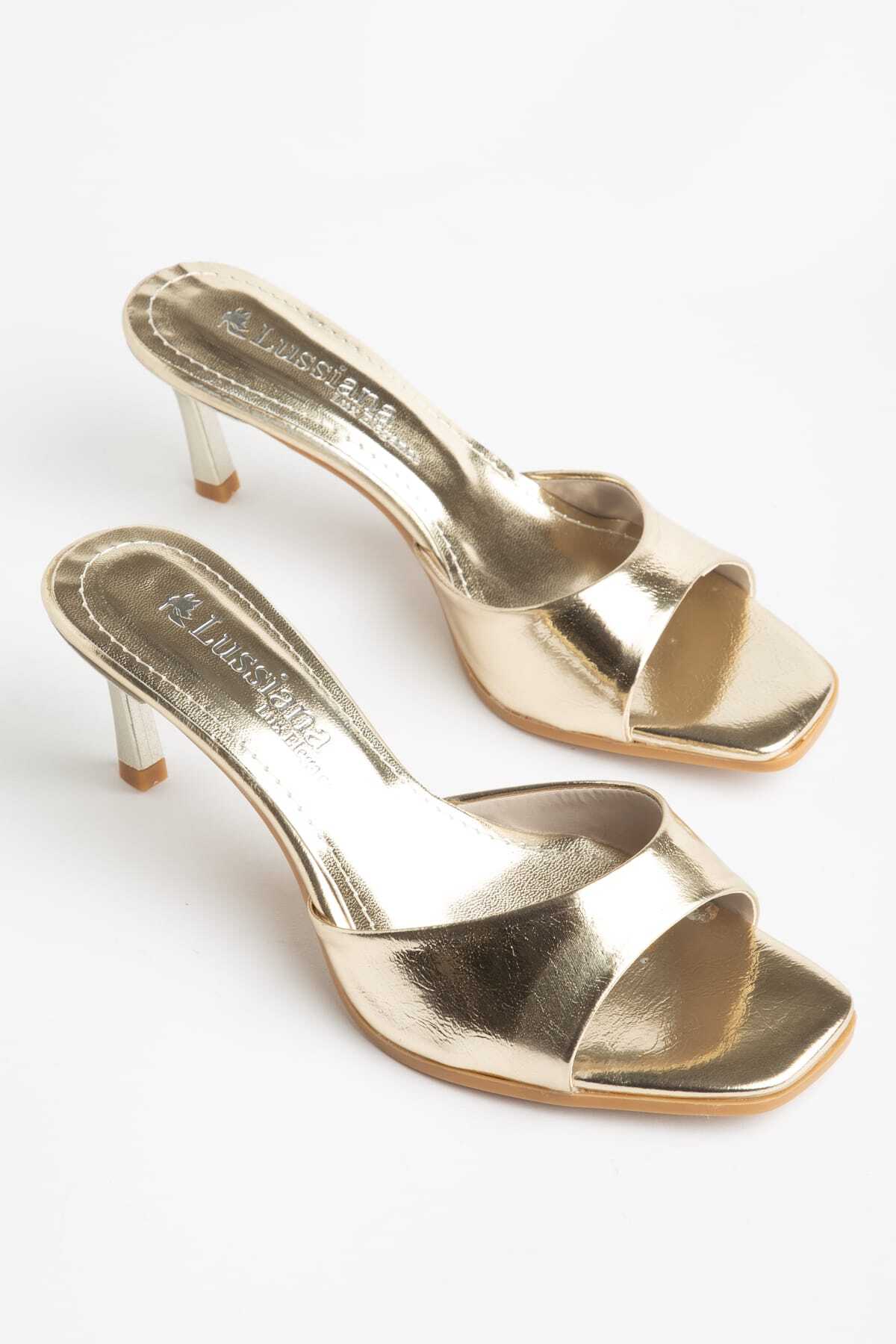 Ultra Comfortable Women's Gold Heel Slipper Sandals