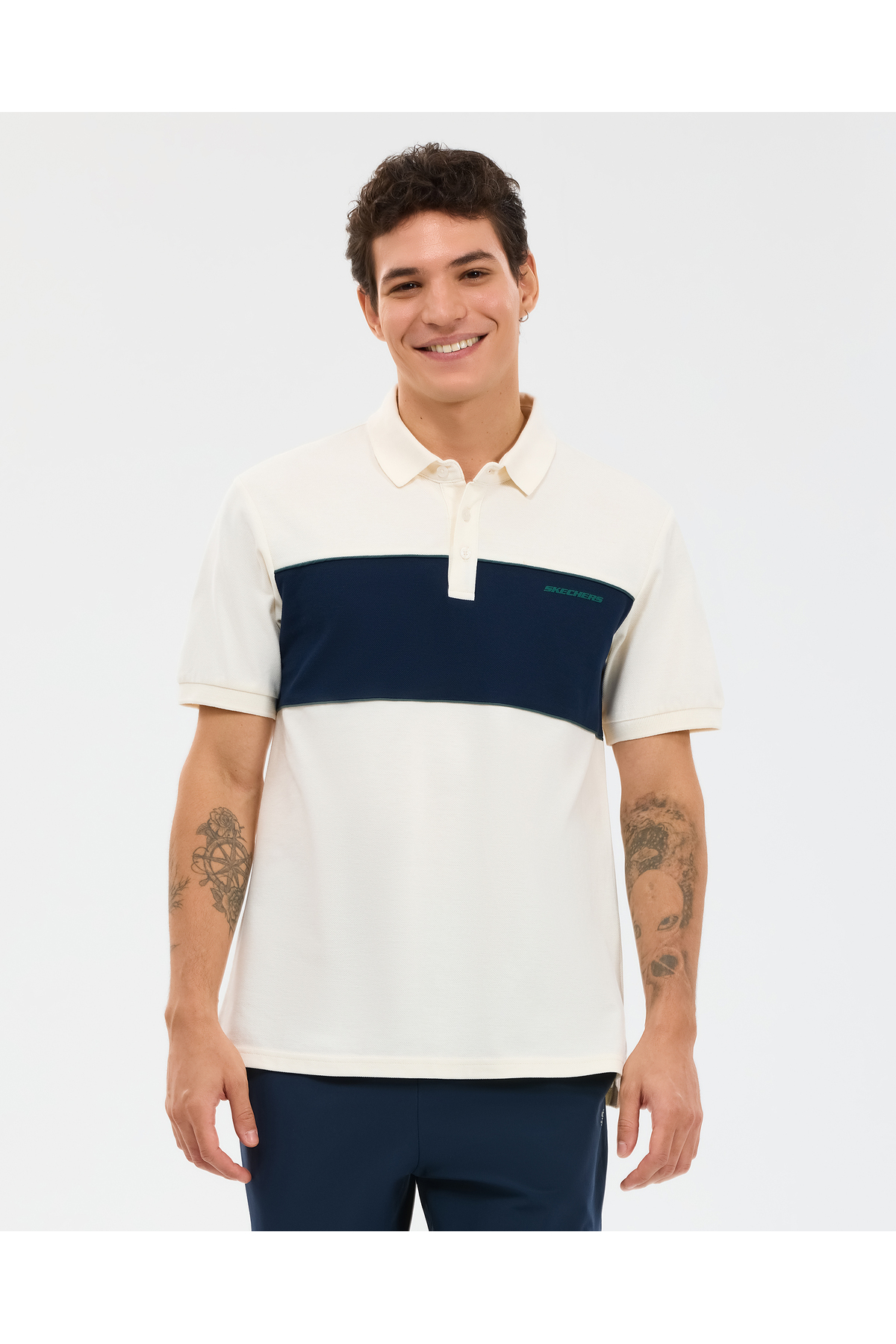 Skechers M Colourblock Polo Erkek Beyaz Polo Yaka Tshirt S2610081