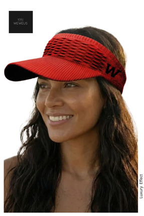 Weweus Kadın Kırmızı W Nakışlı Uv Korumalı Tenis Golf Vizör Yazlık Şapka