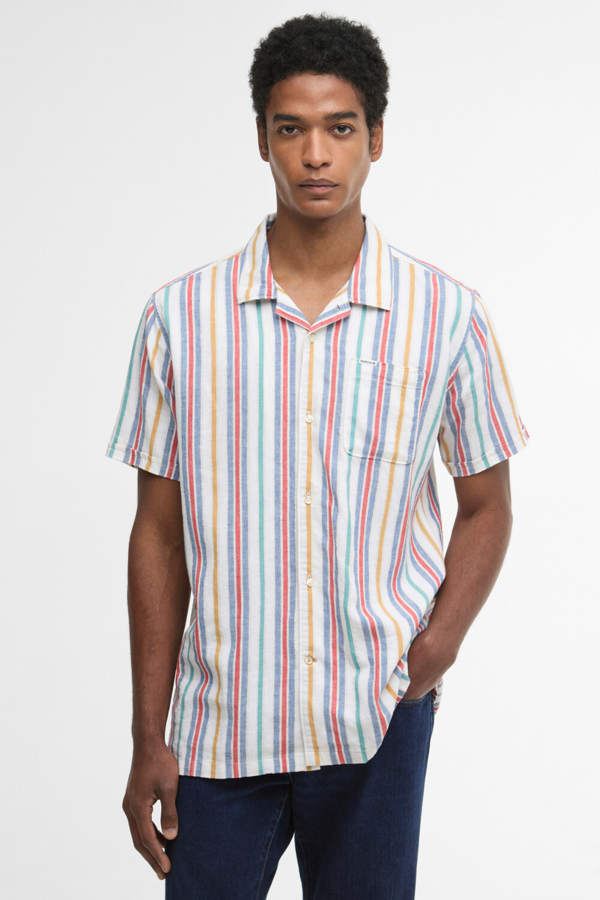پیراهن تابستانی راه راه Waterbay WH11 سفید باربور پیراهن Barbour