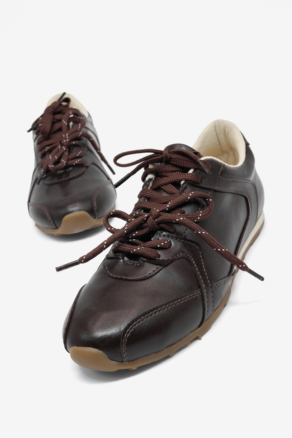 Tonny Black Women's Brown Leather Rubber Sole Breathable Lace-Up Sneaker