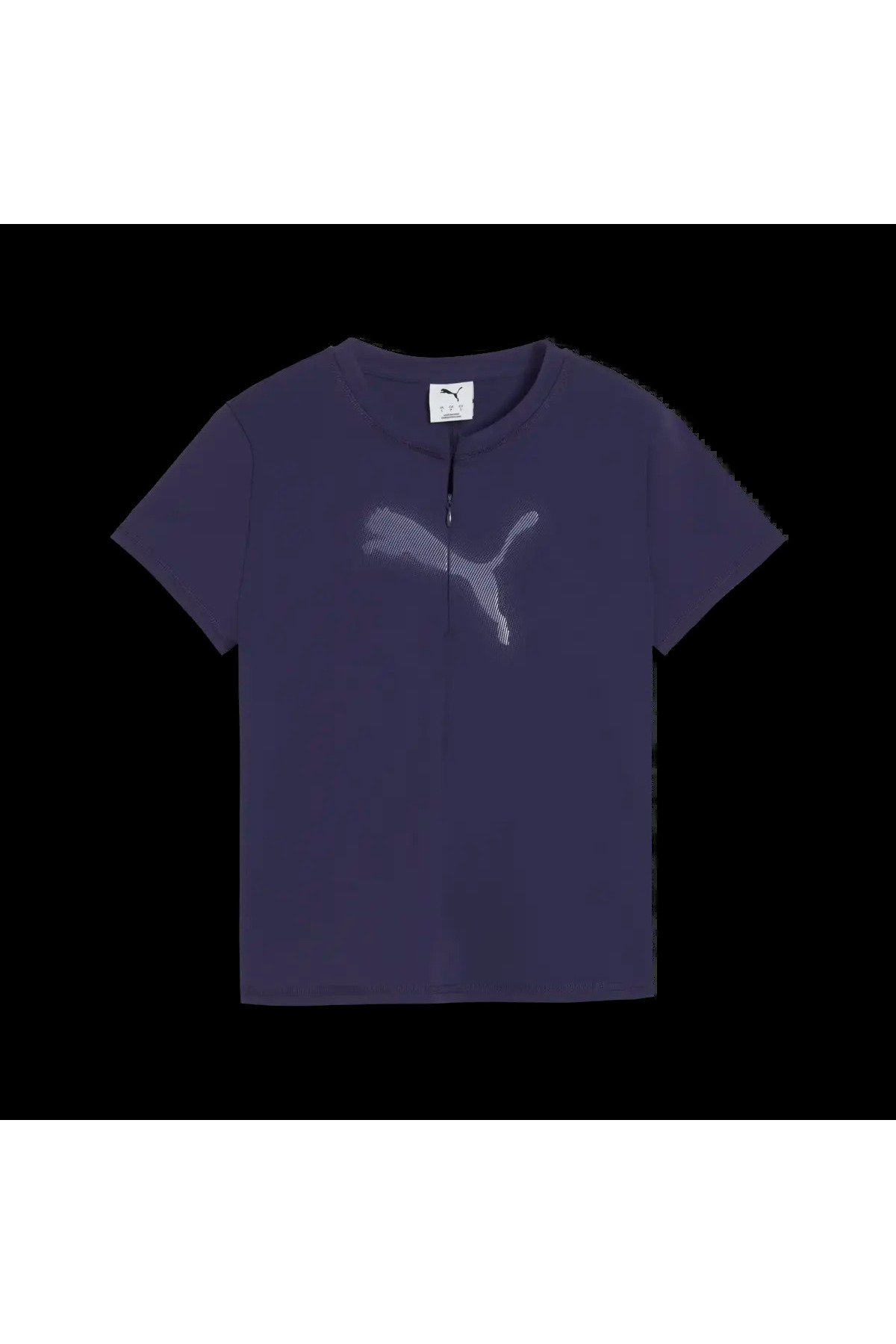 Puma DARE TO Slim Graphic Tee Lacivert Kadın Fermuar Detaylı Dar Kesim T-Shirt görsel 4